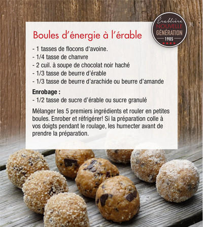 Recette Boules d'énergies à l'érable